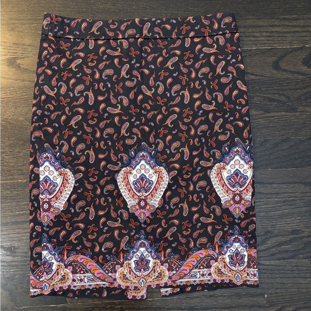 J. Crew Black Paisley Pencil Skirt in Size 00